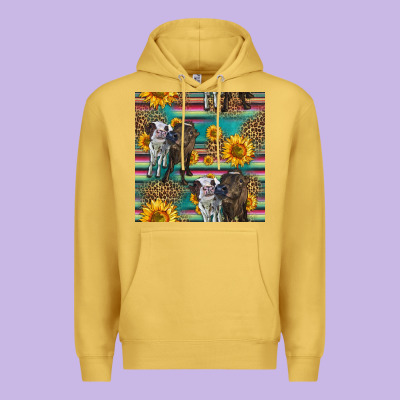 Two Cute Heifers Seamless Pattern Premium Hoodie Designed By Hra Design Shop