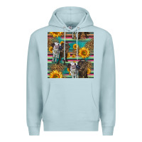Blue Mist two cute heifers seamless pattern Premium Hoodie - HRA Design Shop