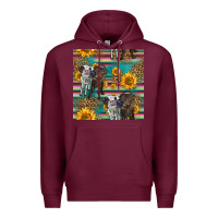 Burgundy two cute heifers seamless pattern Premium Hoodie - HRA Design Shop