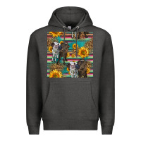 Charcoal Heather two cute heifers seamless pattern Premium Hoodie - HRA Design Shop