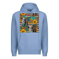 Colony Blue two cute heifers seamless pattern Premium Hoodie - HRA Design Shop
