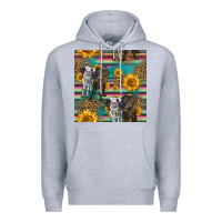 Heather Grey two cute heifers seamless pattern Premium Hoodie - HRA Design Shop