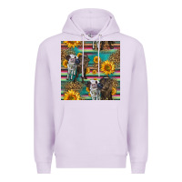 Lilac two cute heifers seamless pattern Premium Hoodie - HRA Design Shop