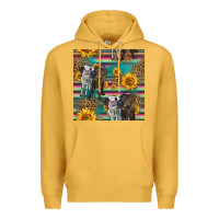 Mustard two cute heifers seamless pattern Premium Hoodie - HRA Design Shop