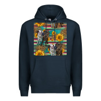 Navy two cute heifers seamless pattern Premium Hoodie - HRA Design Shop
