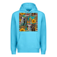 Ocean Blue two cute heifers seamless pattern Premium Hoodie - HRA Design Shop