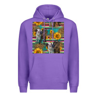 Purple two cute heifers seamless pattern Premium Hoodie - HRA Design Shop