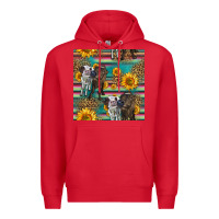 Red two cute heifers seamless pattern Premium Hoodie - HRA Design Shop
