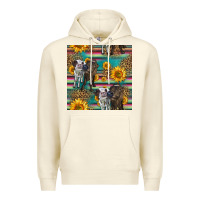Sandshell two cute heifers seamless pattern Premium Hoodie - HRA Design Shop