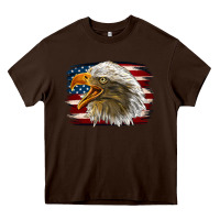 Chocolate Brown Western American Flag Eagle Heavy Core Tee - LillyAllenDesigns