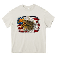 Cream Western American Flag Eagle Heavy Core Tee - LillyAllenDesigns