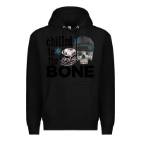 Black Chilled to the bone skull winter Premium Hoodie - FaDigitalArtStudio