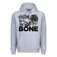 Heather Grey Chilled to the bone skull winter Premium Hoodie - FaDigitalArtStudio