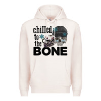 Pale Pink Chilled to the bone skull winter Premium Hoodie - FaDigitalArtStudio
