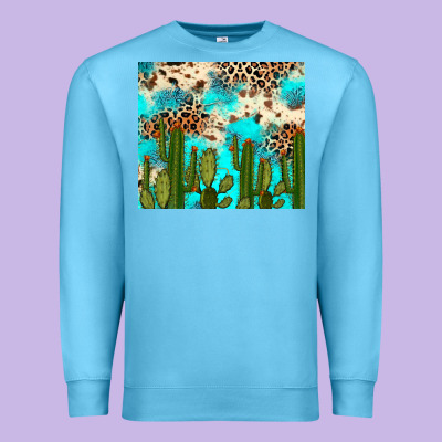 Premium Sweatshirt cactus turquoise leopard cowhide tumbler rana