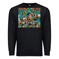 Black cowgirl sunflower turquoise Premium Sweatshirt - RanaPortraitStore