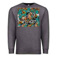 Charcoal Heather cowgirl sunflower turquoise Premium Sweatshirt - RanaPortraitStore
