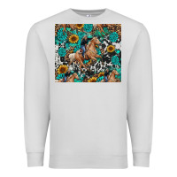 Dove Grey cowgirl sunflower turquoise Premium Sweatshirt - RanaPortraitStore