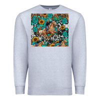 Heather Grey cowgirl sunflower turquoise Premium Sweatshirt - RanaPortraitStore