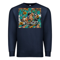 Navy cowgirl sunflower turquoise Premium Sweatshirt - RanaPortraitStore