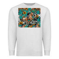 Oatmeal Heather cowgirl sunflower turquoise Premium Sweatshirt - RanaPortraitStore