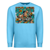 Ocean Blue cowgirl sunflower turquoise Premium Sweatshirt - RanaPortraitStore
