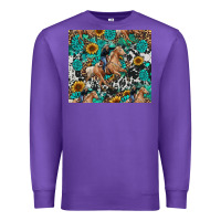 Purple cowgirl sunflower turquoise Premium Sweatshirt - RanaPortraitStore