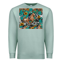 Seafoam cowgirl sunflower turquoise Premium Sweatshirt - RanaPortraitStore