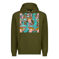Army Green turquoise baby pig seamless pattern Premium Hoodie - HRA Design Shop