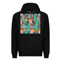 Black turquoise baby pig seamless pattern Premium Hoodie - HRA Design Shop