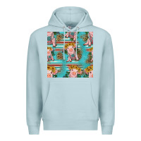 Blue Mist turquoise baby pig seamless pattern Premium Hoodie - HRA Design Shop