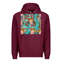 Burgundy turquoise baby pig seamless pattern Premium Hoodie - HRA Design Shop