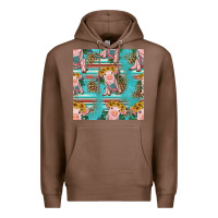 Chestnut turquoise baby pig seamless pattern Premium Hoodie - HRA Design Shop