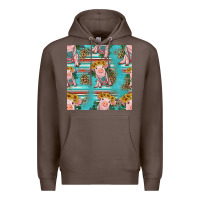 Coffee turquoise baby pig seamless pattern Premium Hoodie - HRA Design Shop