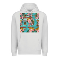 Dove Grey turquoise baby pig seamless pattern Premium Hoodie - HRA Design Shop