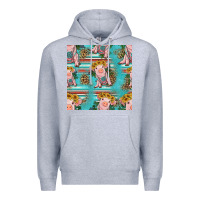 Heather Grey turquoise baby pig seamless pattern Premium Hoodie - HRA Design Shop