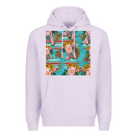 Lilac turquoise baby pig seamless pattern Premium Hoodie - HRA Design Shop