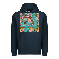 Navy turquoise baby pig seamless pattern Premium Hoodie - HRA Design Shop