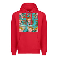 Red turquoise baby pig seamless pattern Premium Hoodie - HRA Design Shop