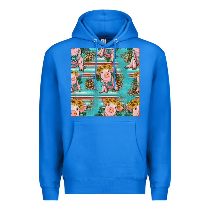 Turquoise Baby Pig Seamless Pattern Premium Hoodie by HRA Design Shop | Teevron