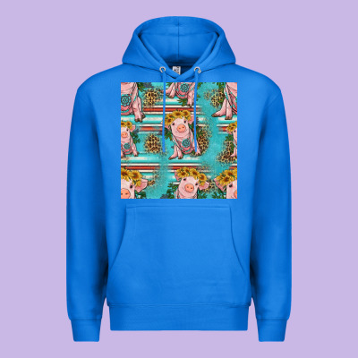 Turquoise Baby Pig Seamless Pattern Premium Hoodie Designed By Hra Design Shop