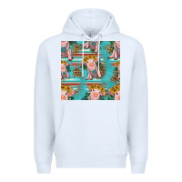 White turquoise baby pig seamless pattern Premium Hoodie - HRA Design Shop