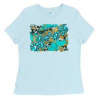 Baby Blue gemstone cowhide glitter background Ladies Tee - Artiststas