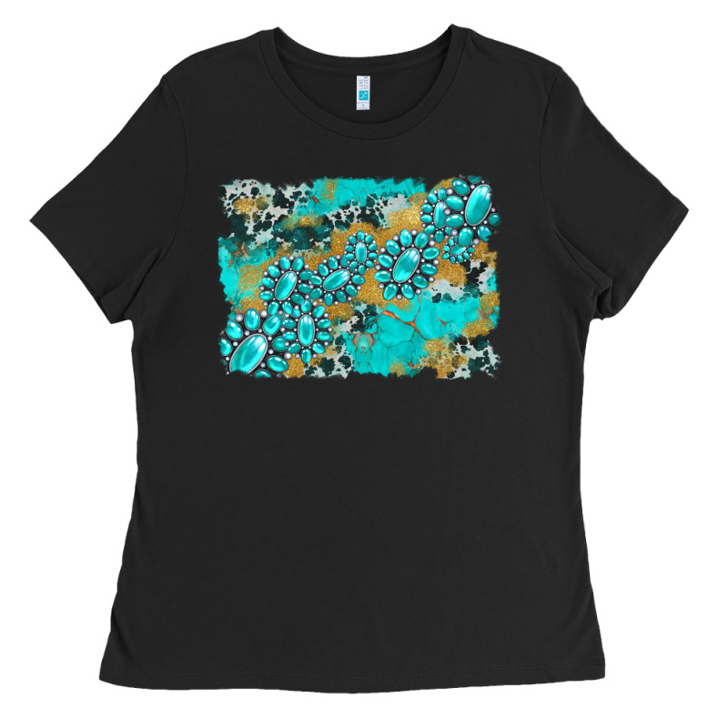 Gemstone Cowhide Glitter Background Ladies Tee by Artiststas | Teevron