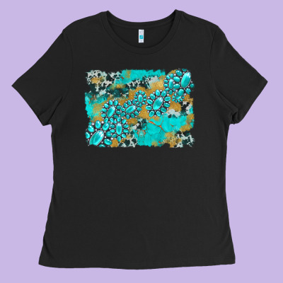Gemstone Cowhide Glitter Background Ladies Tee Designed By Artiststas