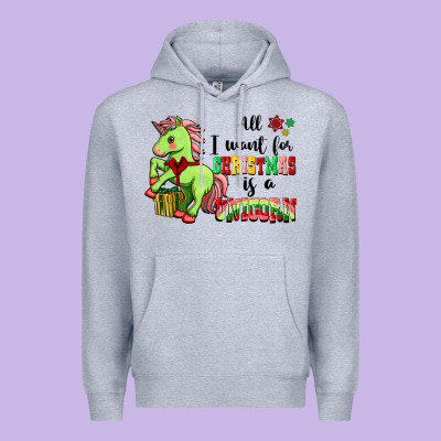 All I Want For Christmas Is A Unicorn Premium Hoodie Designed By Fadigitalartstudio