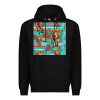 Black longhorn bull seamless pattern Premium Hoodie - HRA Design Shop