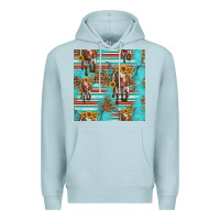 Blue Mist longhorn bull seamless pattern Premium Hoodie - HRA Design Shop