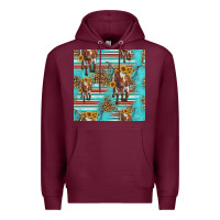 Burgundy longhorn bull seamless pattern Premium Hoodie - HRA Design Shop
