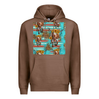 Chestnut longhorn bull seamless pattern Premium Hoodie - HRA Design Shop